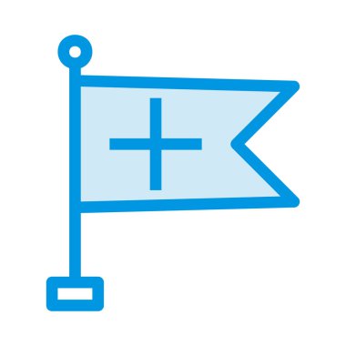 Tıp ile bayrak işareti düz simgesi, vektör, illüstrasyon