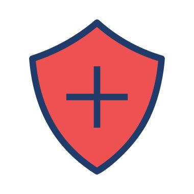 Tıbbi düz simgesi, vektör, illüstrasyon çapraz ile kalkan