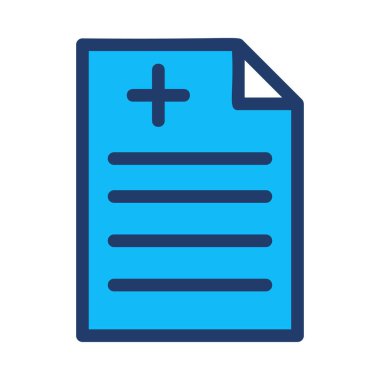 Tıbbi dosya düz simgesi beyaz arka plan, vektör, illüstrasyon izole