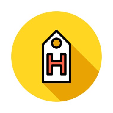 Hastane düz simgesi beyaz arka plan, vektör, illüstrasyon izole 