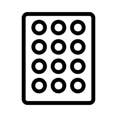 Ambalaj düz simgesi, vektör, illüstrasyon hap