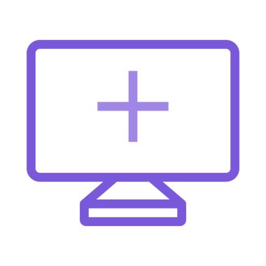 dizüstü ekran düz simgesi, vektör, illüstrasyon çapraz tıp ile