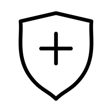 koruma kalkanı ile artı simgesi simgesi, vektör çizim