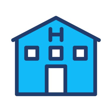 Hastane düz simgesi beyaz arka plan, vektör, illüstrasyon izole 