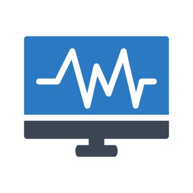 kardiyogram bilgisayar ekran düz kutsal kişilerin resmi, vektör, illüstrasyon