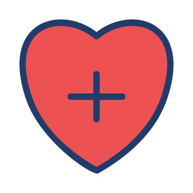 kalp ile çapraz işareti düz simgesi, vektör, illüstrasyon