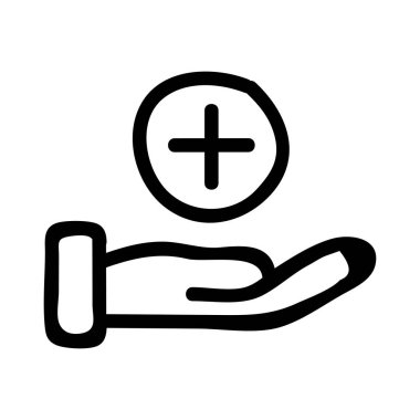 el ile artı izole beyaz arka plan, vektör, illüstrasyon, sağlık logo üzerinde düz simgesi