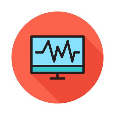 kardiyogram bilgisayar ekran düz kutsal kişilerin resmi, vektör, illüstrasyon