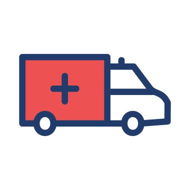 Ambulans araba düz kutsal kişilerin resmi, vektör, illüstrasyon