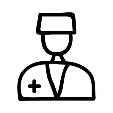 Hemşire düz simgesi, vektör, illüstrasyon