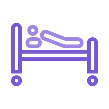 hasta hastane yatak düz simgesi, vektör, illüstrasyon