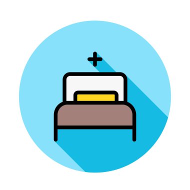 hastane yatak düz simgesi, vektör, illüstrasyon