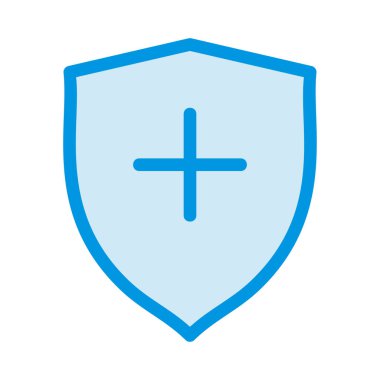 koruma kalkanı ile artı simgesi simgesi, vektör çizim