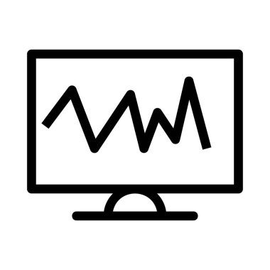 kardiyogram dizüstü ekran düz simgesini, vektör, illüstrasyon