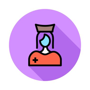 Hemşire düz simgesi, vektör, illüstrasyon