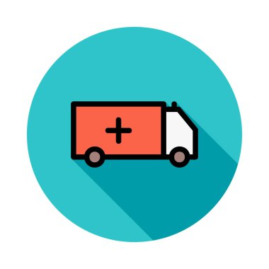 Ambulans araba düz kutsal kişilerin resmi, vektör, illüstrasyon