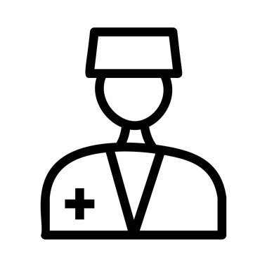 Hemşire düz simgesi, vektör, illüstrasyon