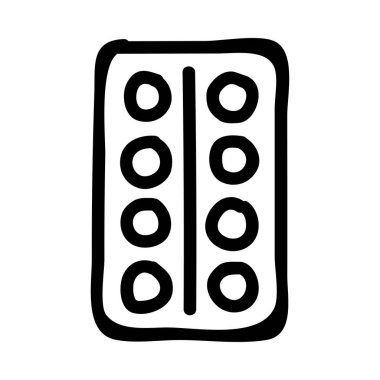 Ambalaj düz simgesi, vektör, illüstrasyon hap