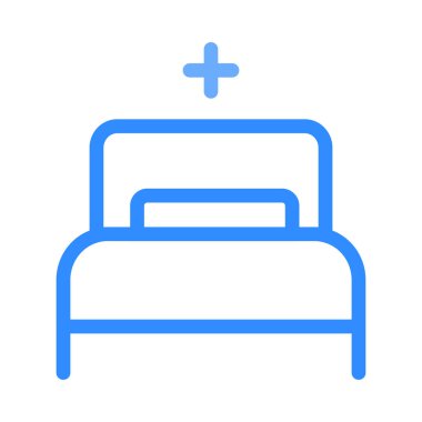 hastane yatak düz simgesi, vektör, illüstrasyon