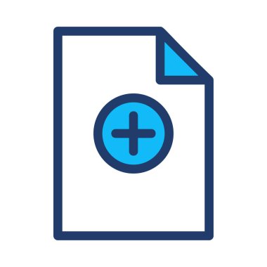 Tıbbi dosya düz simgesi beyaz arka plan, vektör, illüstrasyon izole