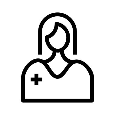 Hemşire düz simgesi, vektör, illüstrasyon