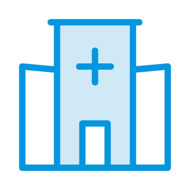 Hastane düz simgesi beyaz arka plan, vektör, illüstrasyon izole 