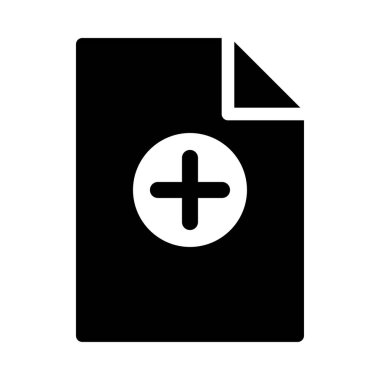 Tıbbi dosya düz simgesi beyaz arka plan, vektör, illüstrasyon izole