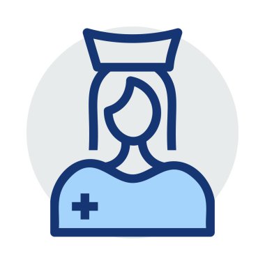 Hemşire düz simgesi, vektör, illüstrasyon