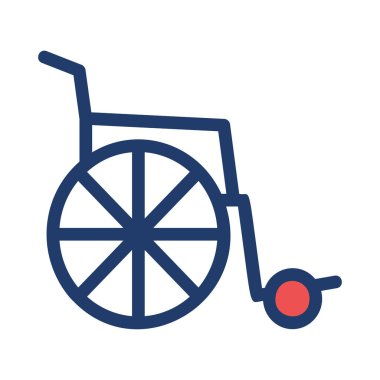 Tekerlekli sandalye düz simgesi beyaz arka plan, vektör, illüstrasyon izole