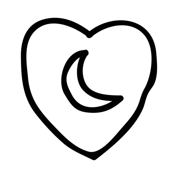 Signe Sommeil Avec Symbole Lune Dans Coeur Icône Plate Vecteur — Image vectorielle