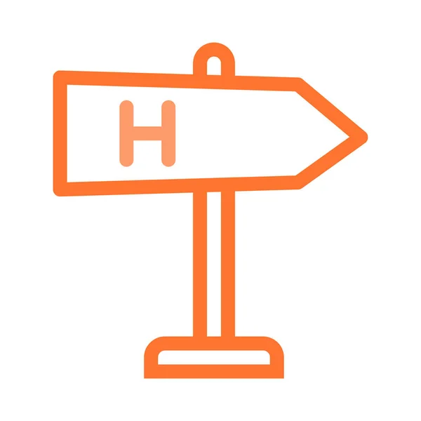 Panneau Indicateur Avec Symbole Hôpital Icône Plate Vecteur Illustration — Image vectorielle