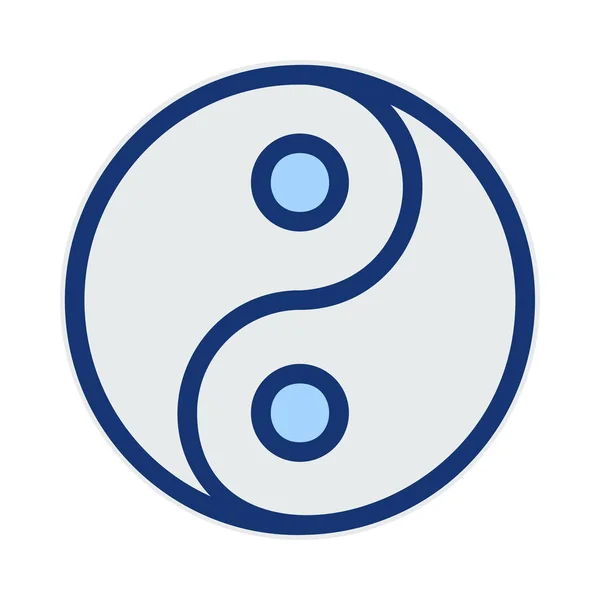Yin Yang Símbolo Icono Plano Vector Ilustración — Archivo Imágenes Vectoriales