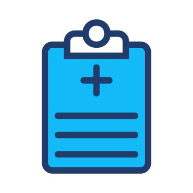 Tıbbi dosya düz simgesi beyaz arka plan, vektör, illüstrasyon izole