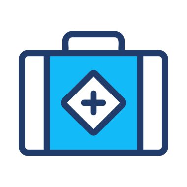 Ecza, ilk yardım seti düz simgesi beyaz arka plan, vektör, illüstrasyon izole