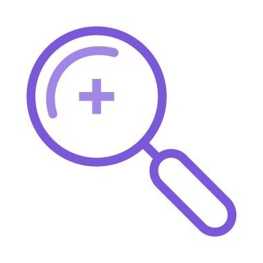  Büyüteç'i artı işareti düz simgesi, vektör çizim ile  