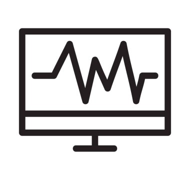 bilgisayar ekranı kardiyogram düz simgesi, vektör, illüstrasyon