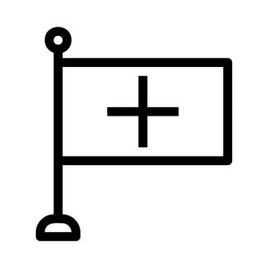 Tıp ile bayrak işareti düz simgesi, vektör, illüstrasyon