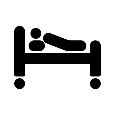 hasta hastane yatak düz simgesi, vektör, illüstrasyon