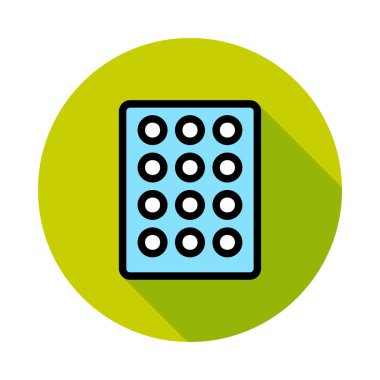 Ambalaj düz simgesi, vektör, illüstrasyon hap