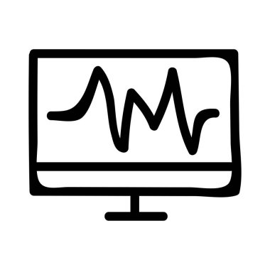 bilgisayar ekranı kardiyogram düz simgesi, vektör, illüstrasyon