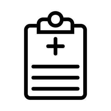 Tıbbi dosya düz simgesi beyaz arka plan, vektör, illüstrasyon izole