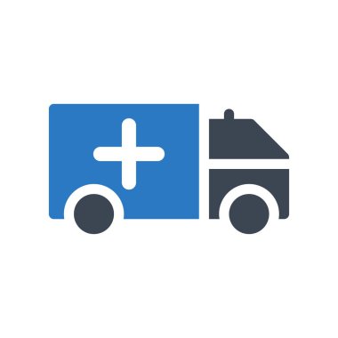 Ambulans araba düz kutsal kişilerin resmi, vektör, illüstrasyon 