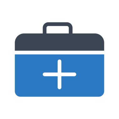 ilk yardım çantasında düz simgesi, vektör, illüstrasyon