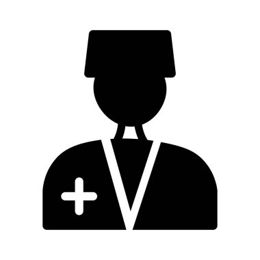 Hemşire düz simgesi, vektör, illüstrasyon