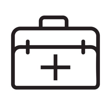ilk yardım çantasında düz simgesi, vektör, illüstrasyon