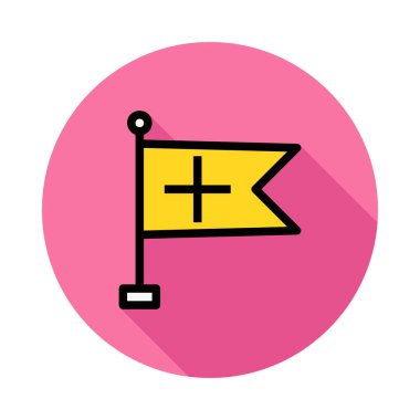 Tıp ile bayrak işareti düz simgesi, vektör, illüstrasyon