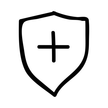 koruma kalkanı ile artı simgesi simgesi, vektör çizim