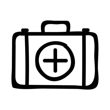 ilk yardım çantasında düz simgesi, vektör, illüstrasyon
