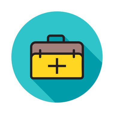 ilk yardım çantasında düz simgesi, vektör, illüstrasyon