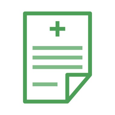 Tıbbi dosya düz simgesi beyaz arka plan, vektör, illüstrasyon izole